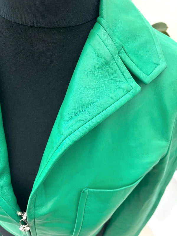 Vintage Gianni Versace Green Lambskin Leather Jacket 1985 IT40