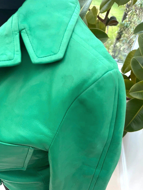 Vintage Gianni Versace Green Lambskin Leather Jacket 1985 IT40