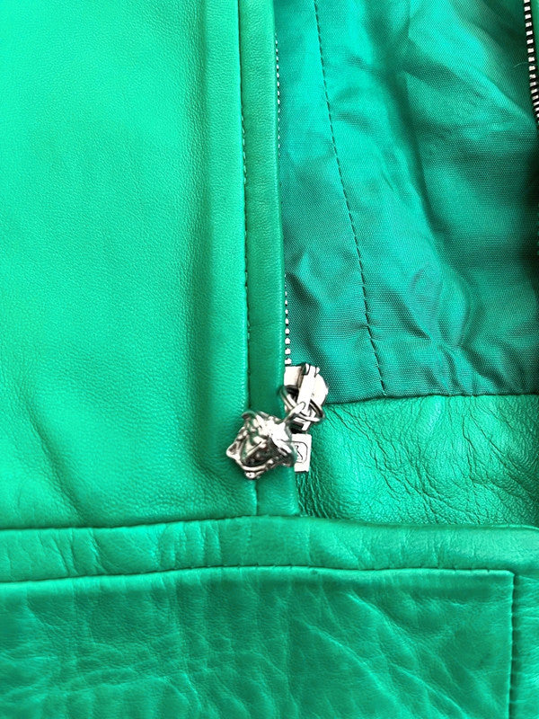 Vintage Gianni Versace Green Lambskin Leather Jacket 1985 IT40