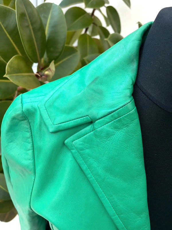 Vintage Gianni Versace Green Lambskin Leather Jacket 1985 IT40