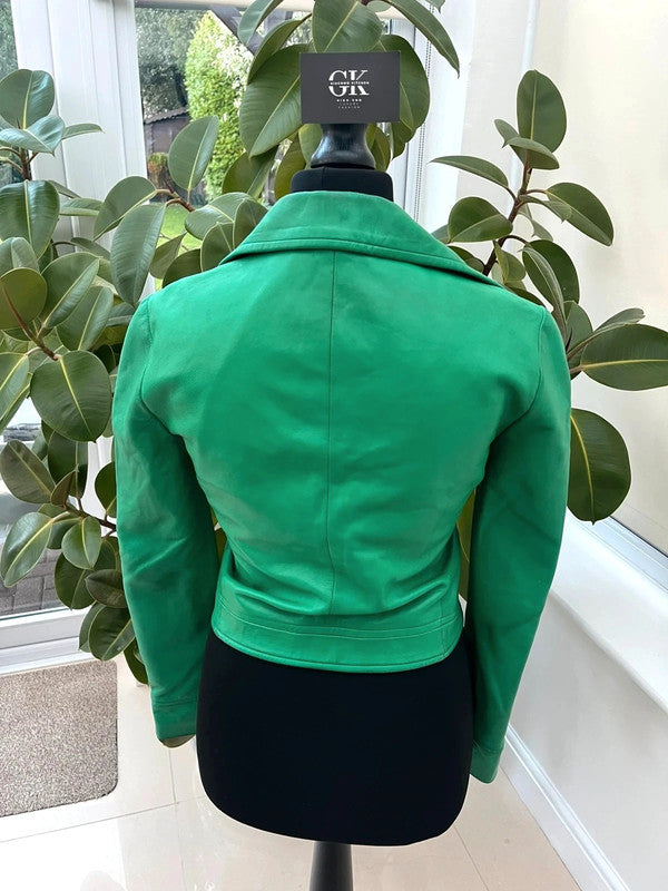 Vintage Gianni Versace Green Lambskin Leather Jacket 1985 IT40