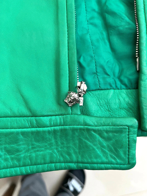 Vintage Gianni Versace Green Lambskin Leather Jacket 1985 IT40