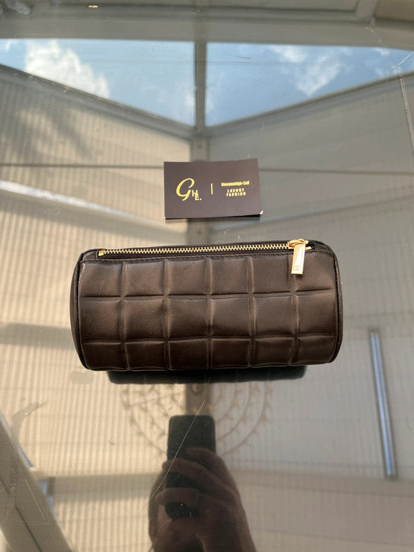 Chanel Small Chocolate Bar Pouch/Clutch - Quilted Black Leather