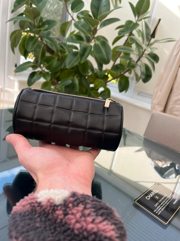 Chanel Small Chocolate Bar Pouch/Clutch - Quilted Black Leather