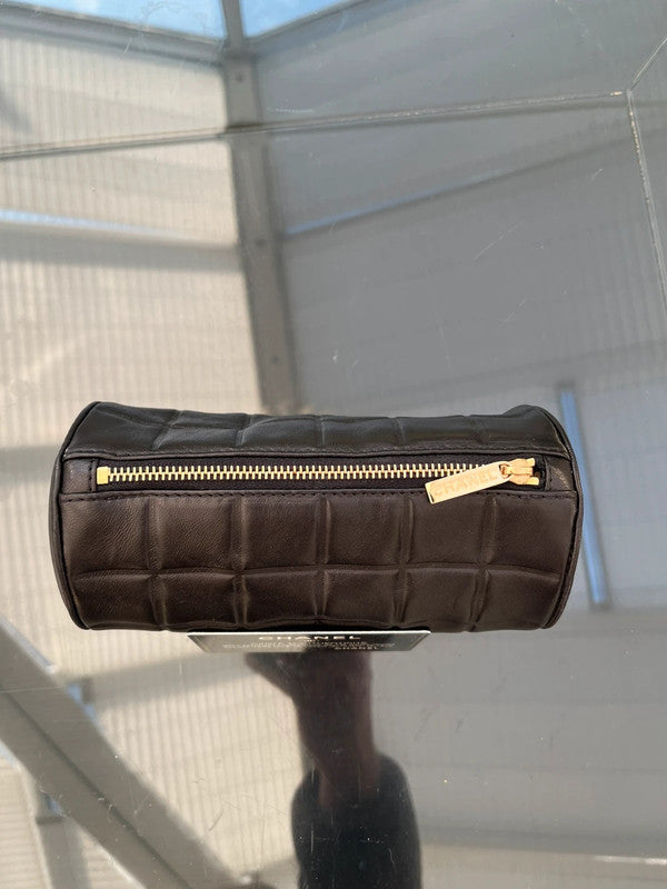 Chanel Small Chocolate Bar Pouch/Clutch - Quilted Black Leather