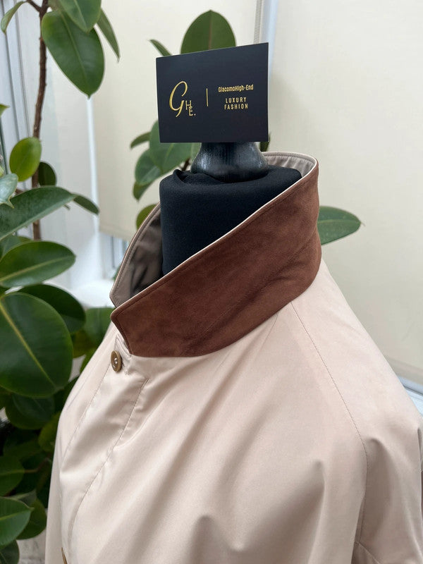 Loro Piana Suede Trim Sebring Windmate Storm System Rain Coat - Beige 2XL - RRP $3750