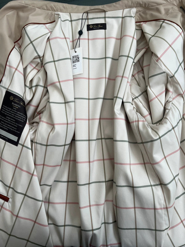 Loro Piana Suede Trim Sebring Windmate Storm System Rain Coat - Beige 2XL - RRP $3750