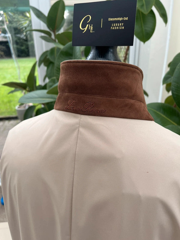 Loro Piana Suede Trim Sebring Windmate Storm System Rain Coat - Beige 2XL - RRP $3750