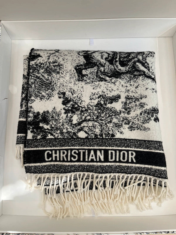 Christian Dior Wool Toile de Jouy Blanket Throw