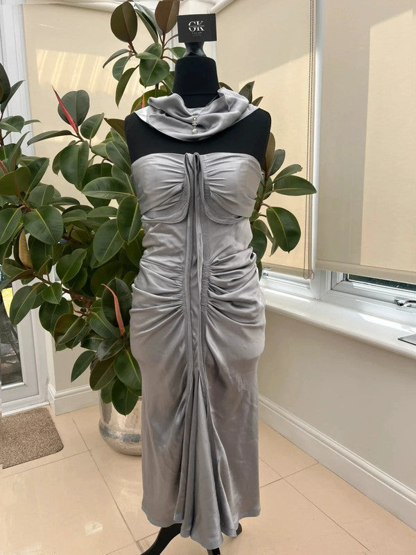 Vintage YSL by Tom ford 2003 F/W Runway Satin Halter Ruffle Dress