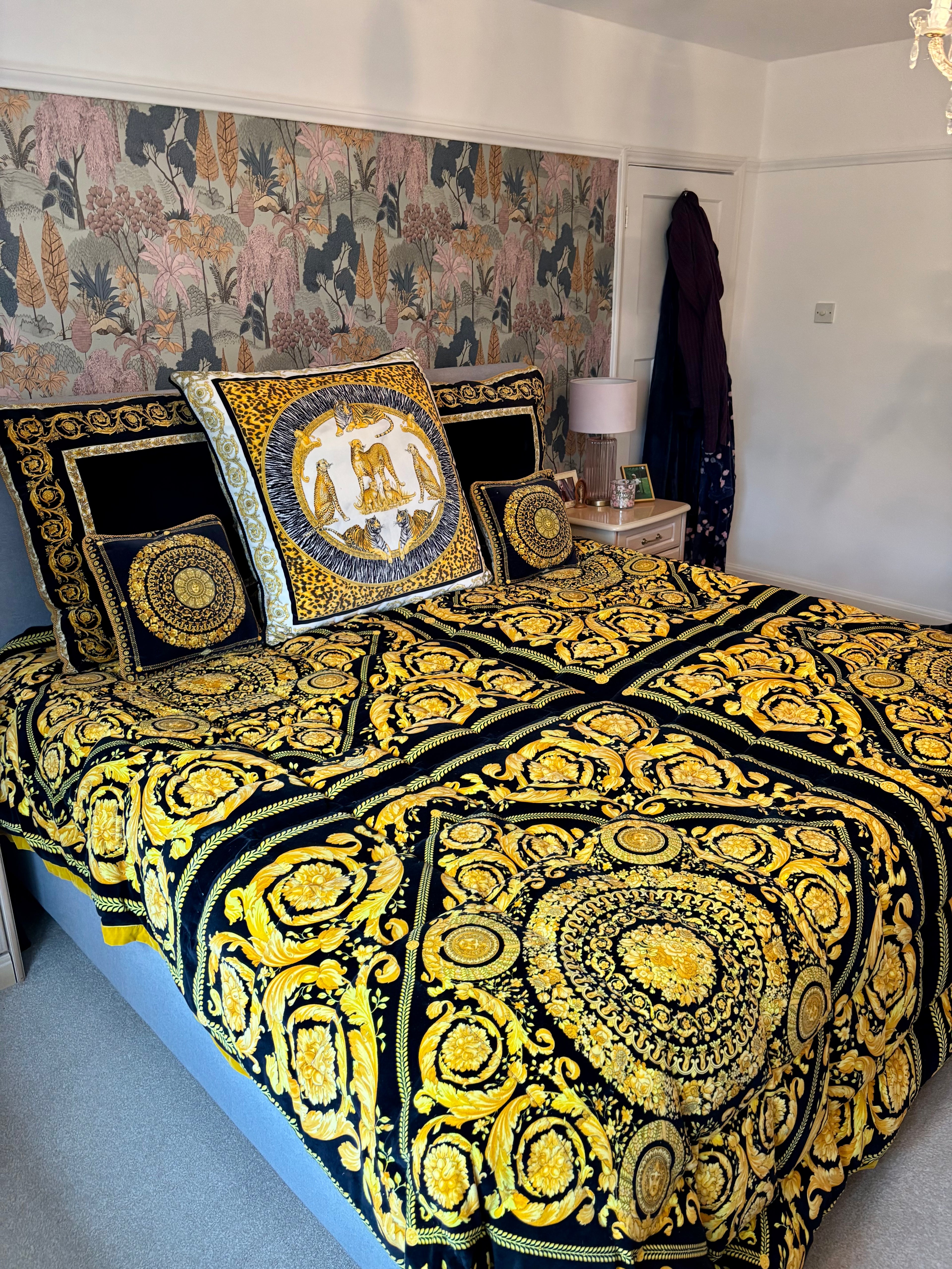 Vintage Gianni Versace Atelier Goose Down Comforter & Cushions — Luxury Bedding Set