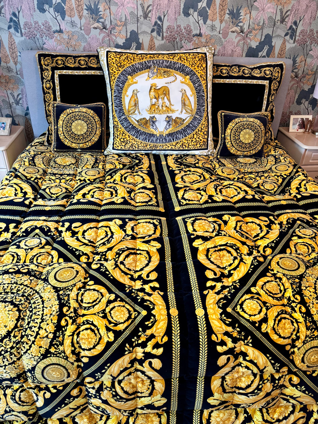 Vintage Gianni Versace Atelier Goose Down Comforter & Cushions — Luxury Bedding Set