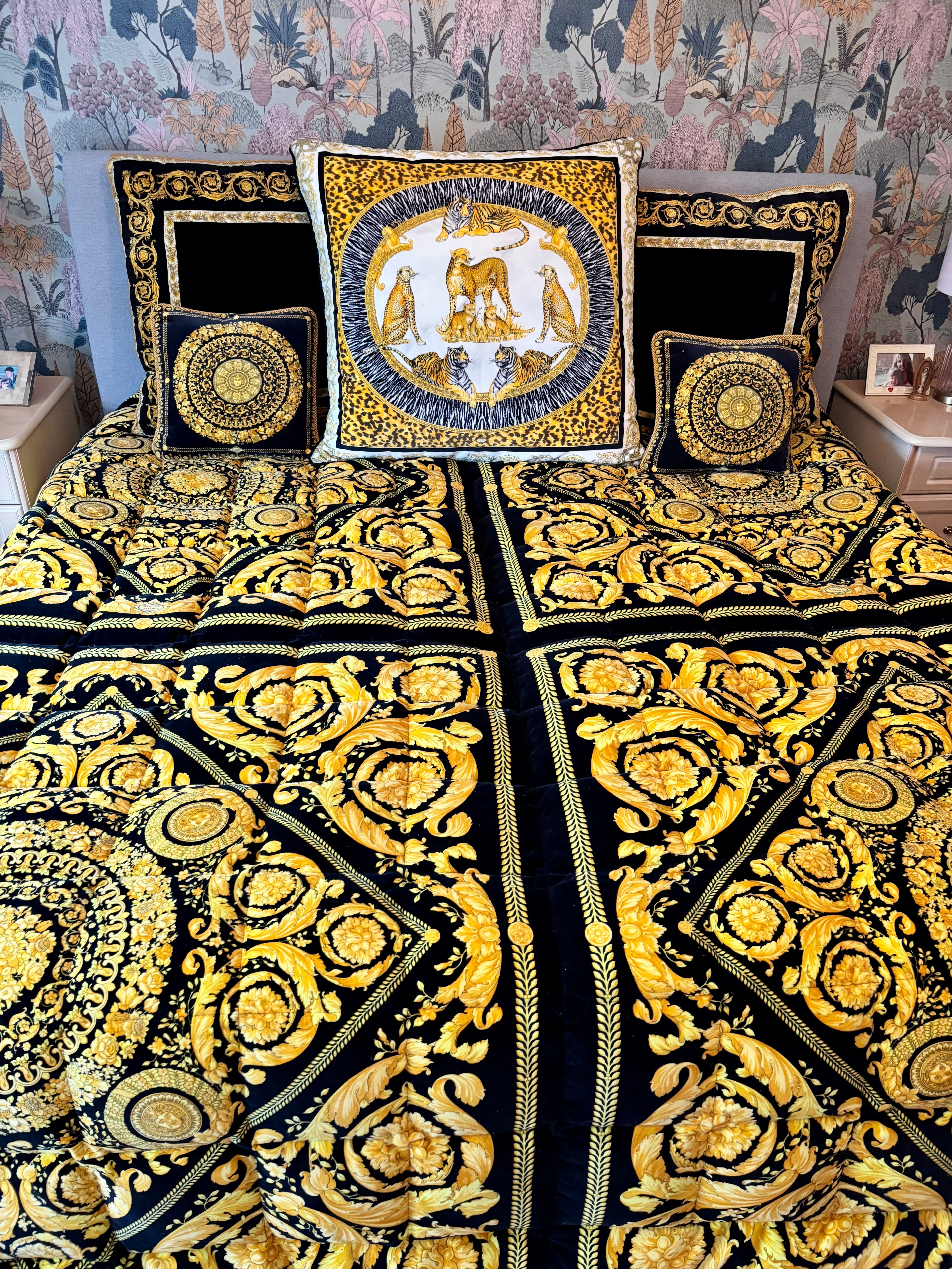 Vintage Gianni Versace Atelier Goose Down Comforter & Cushions — Luxury Bedding Set