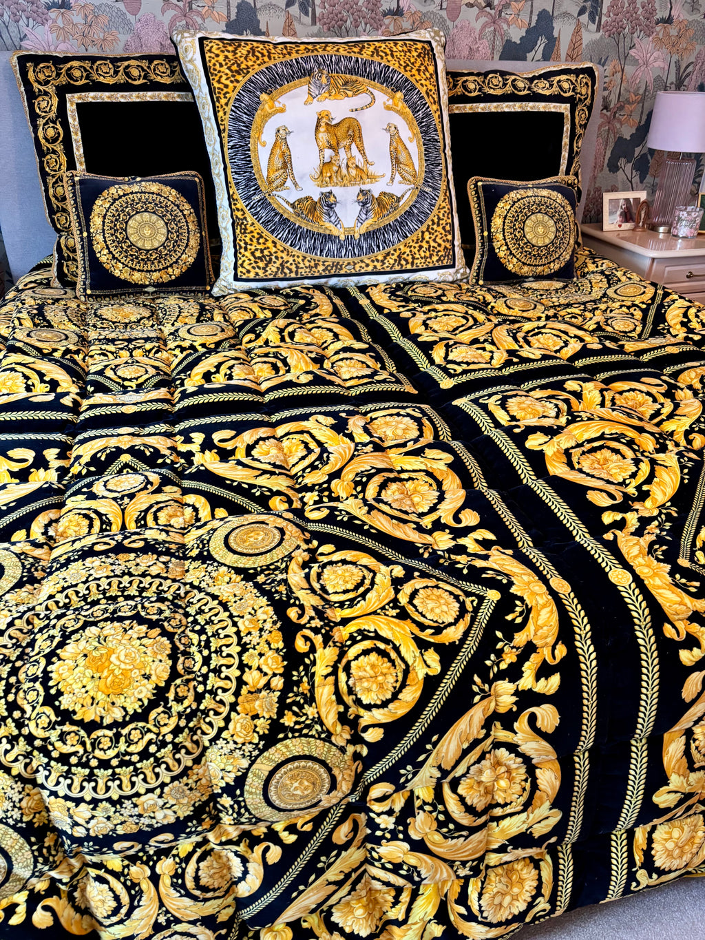 Vintage Gianni Versace Atelier Goose Down Comforter & Cushions — Luxury Bedding Set