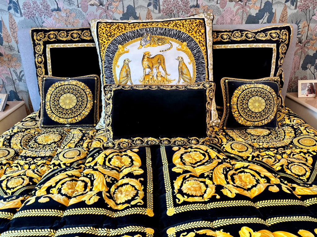 Vintage Gianni Versace Atelier Goose Down Comforter & Cushions — Luxury Bedding Set
