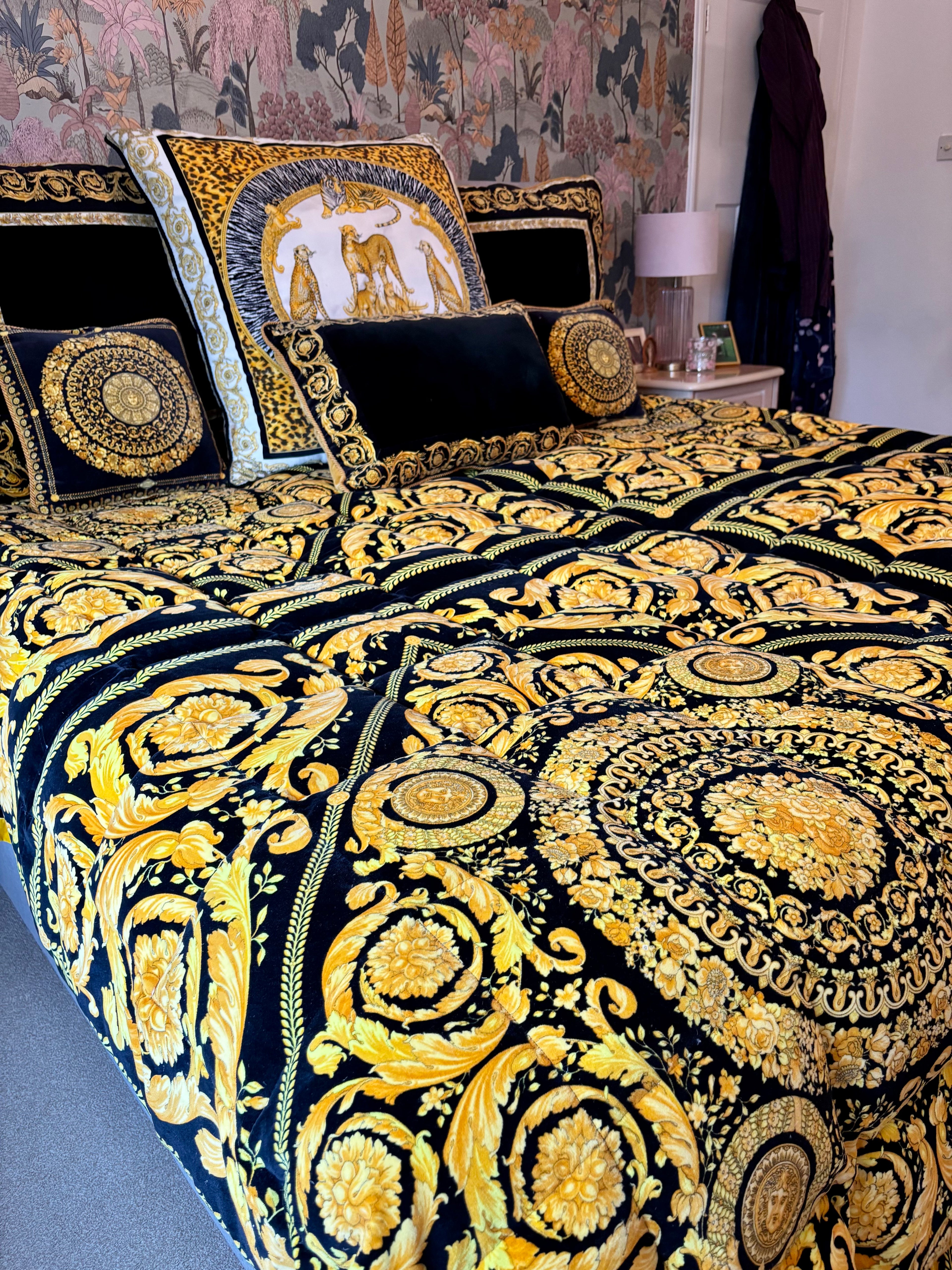 Vintage Gianni Versace Atelier Goose Down Comforter & Cushions — Luxury Bedding Set
