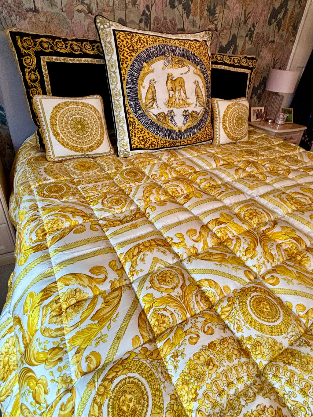 Vintage Gianni Versace Atelier Goose Down Comforter & Cushions — Luxury Bedding Set