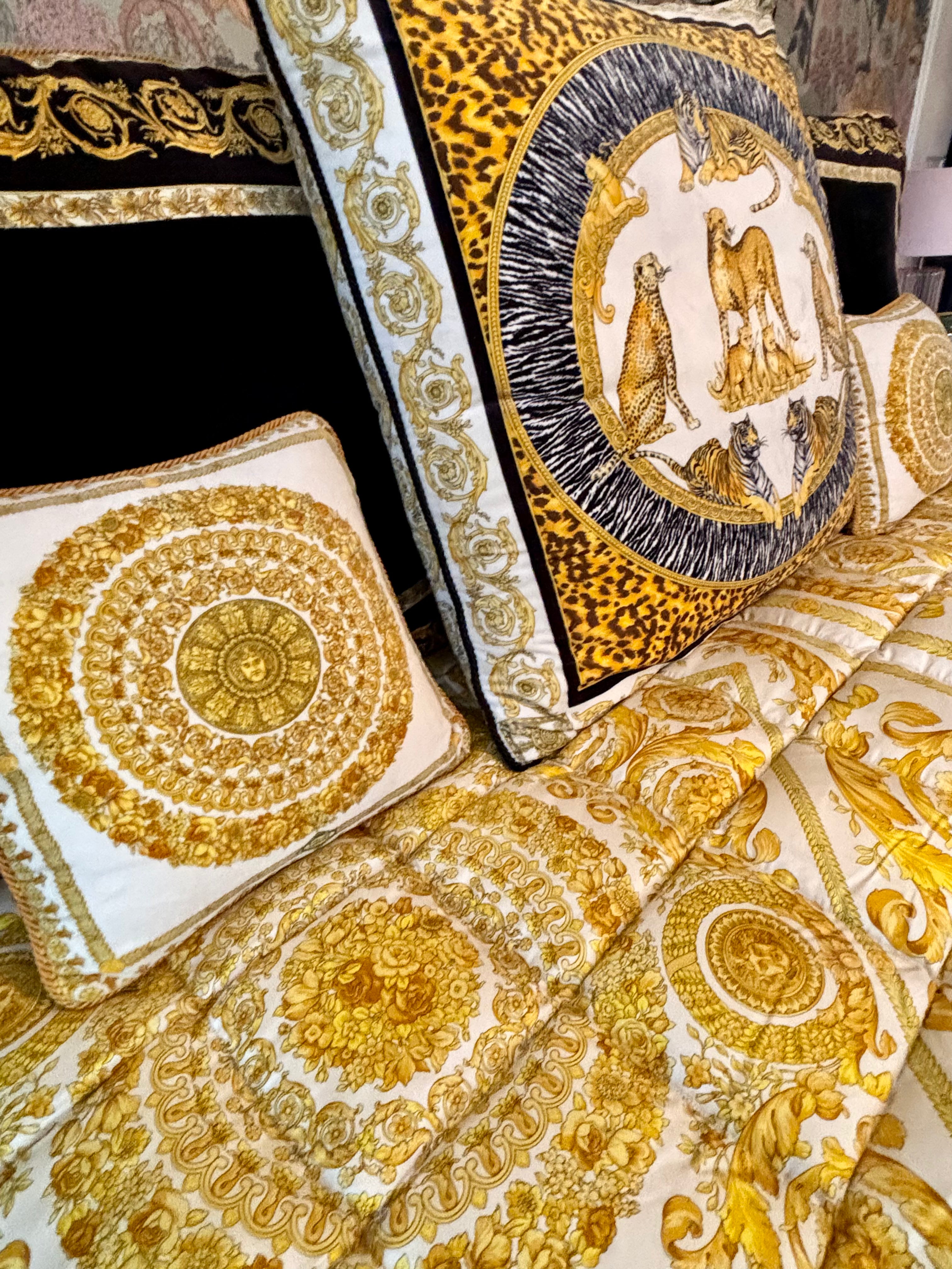 Vintage Gianni Versace Atelier Goose Down Comforter & Cushions — Luxury Bedding Set