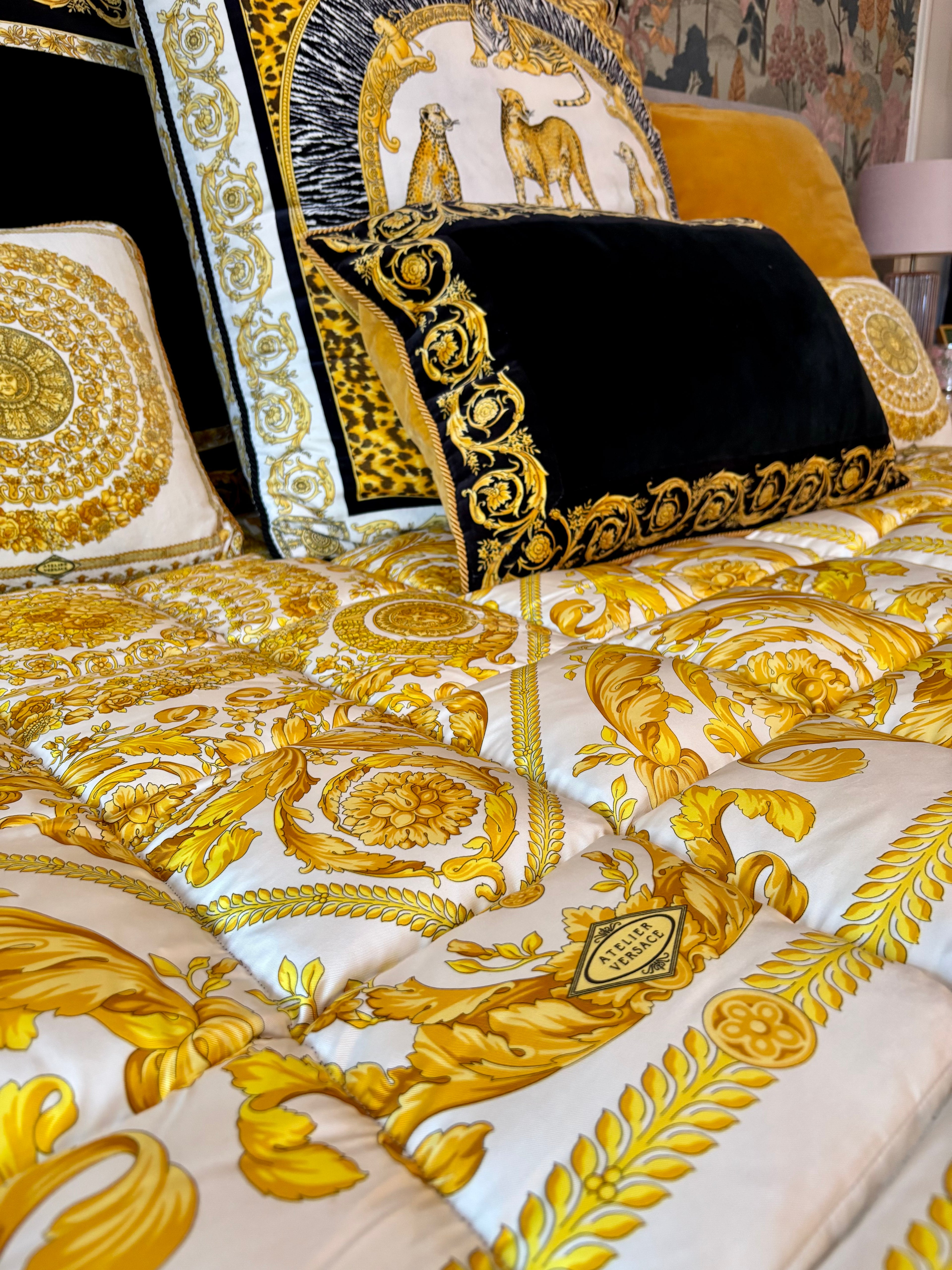 Vintage Gianni Versace Atelier Goose Down Comforter & Cushions — Luxury Bedding Set