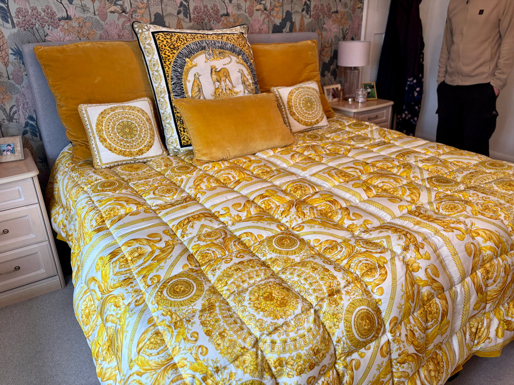 Vintage Gianni Versace Atelier Goose Down Comforter & Cushions — Luxury Bedding Set