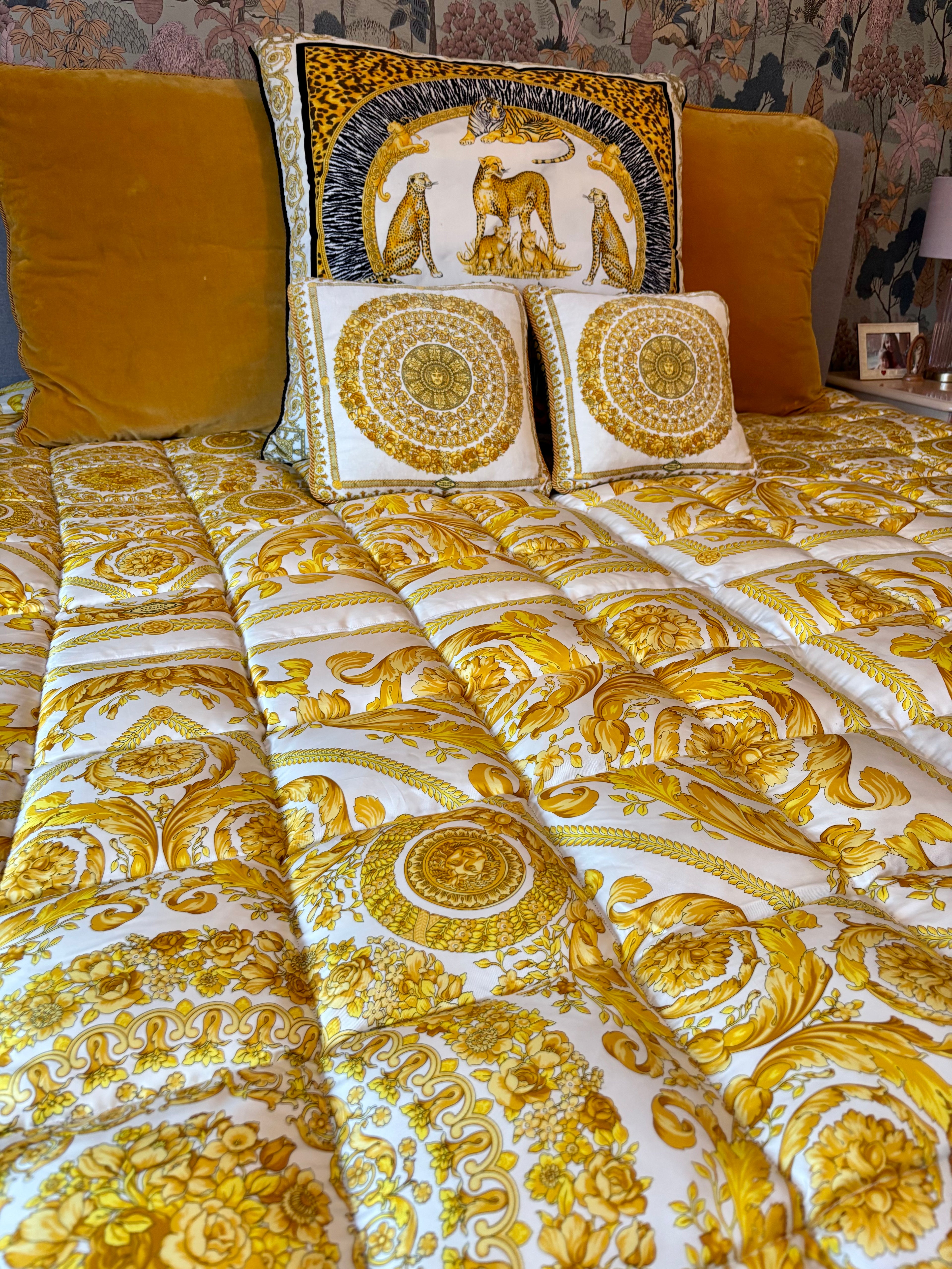 Vintage Gianni Versace Atelier Goose Down Comforter & Cushions — Luxury Bedding Set