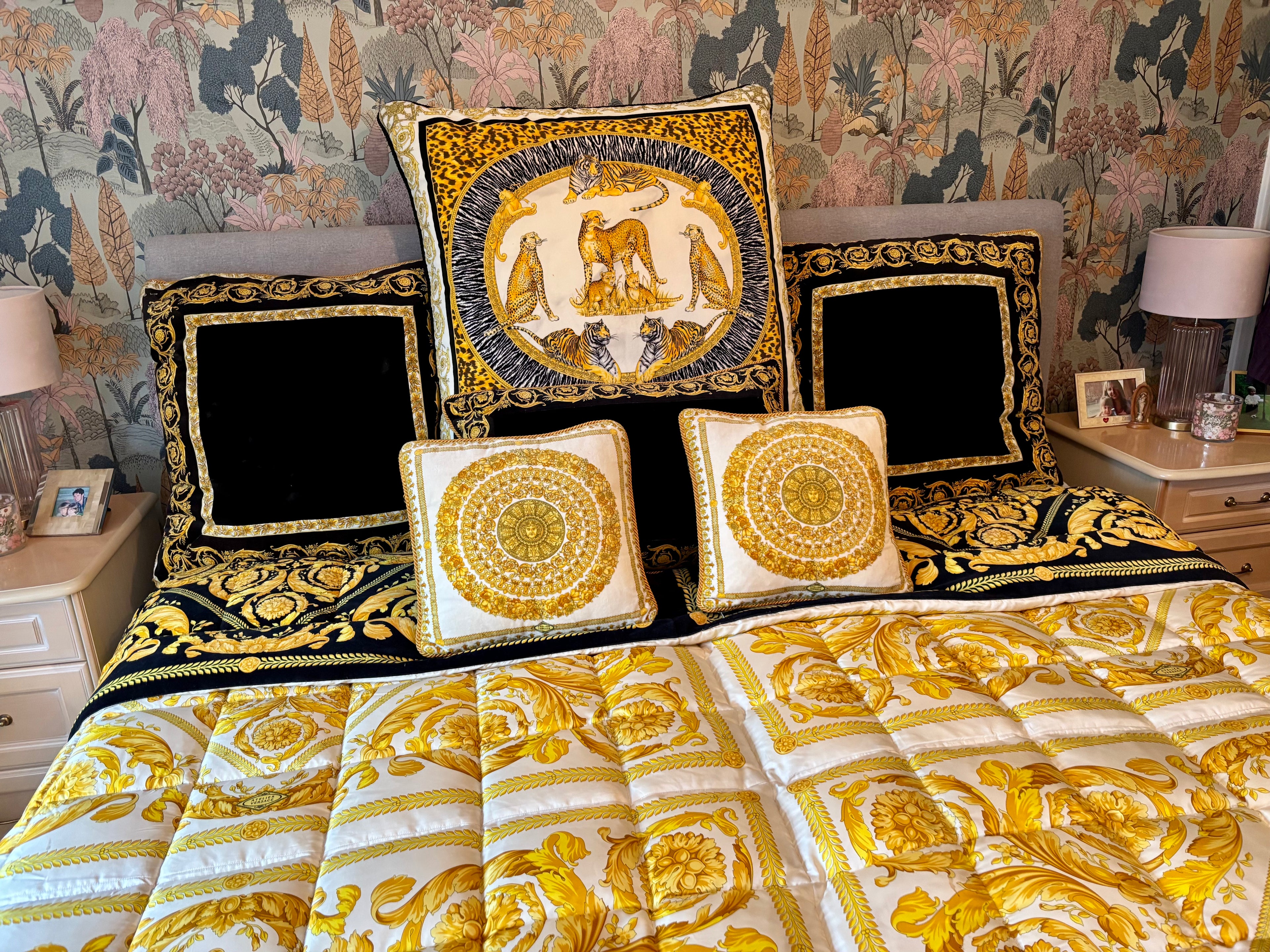 Vintage Gianni Versace Atelier Goose Down Comforter & Cushions — Luxury Bedding Set