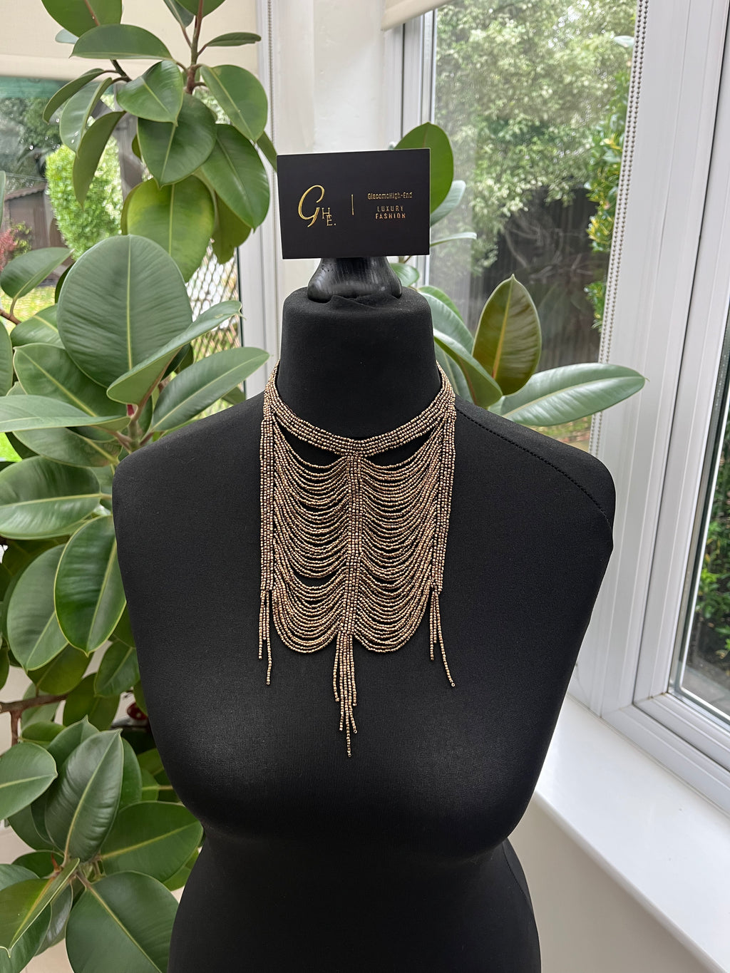 Christian Dior by John Galliano 1997 Masai Beads Crystals Bronze Bib Necklace