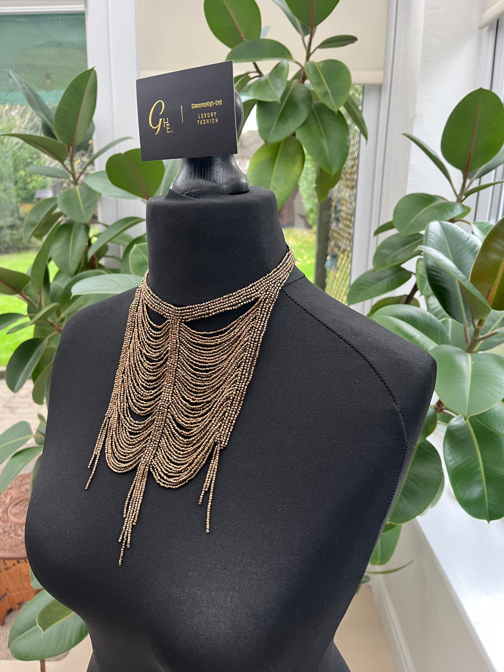 Christian Dior by John Galliano 1997 Masai Beads Crystals Bronze Bib Necklace