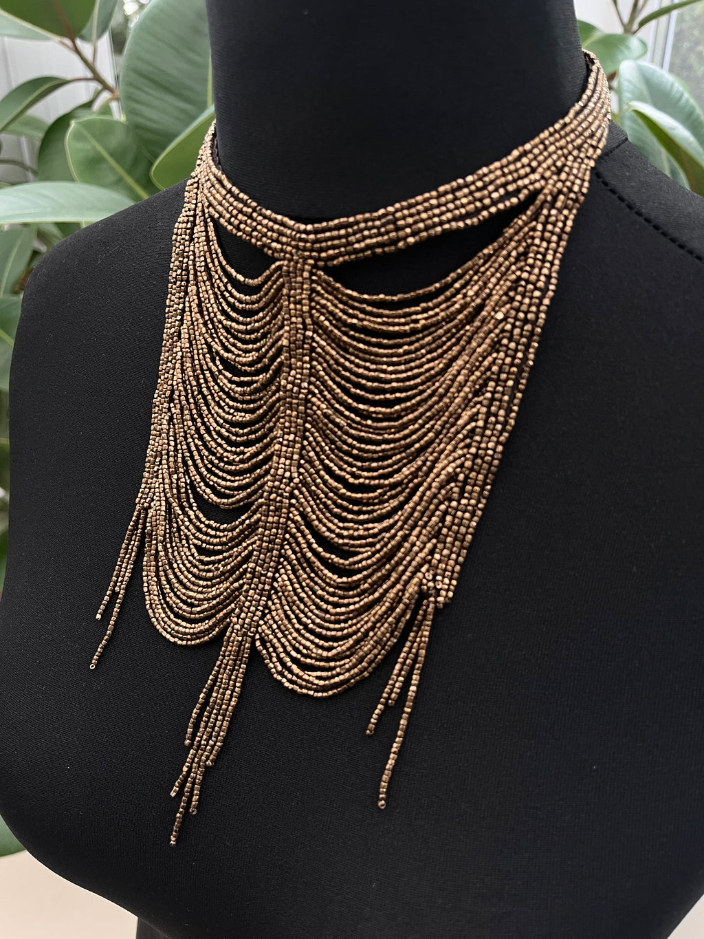 Christian Dior by John Galliano 1997 Masai Beads Crystals Bronze Bib Necklace