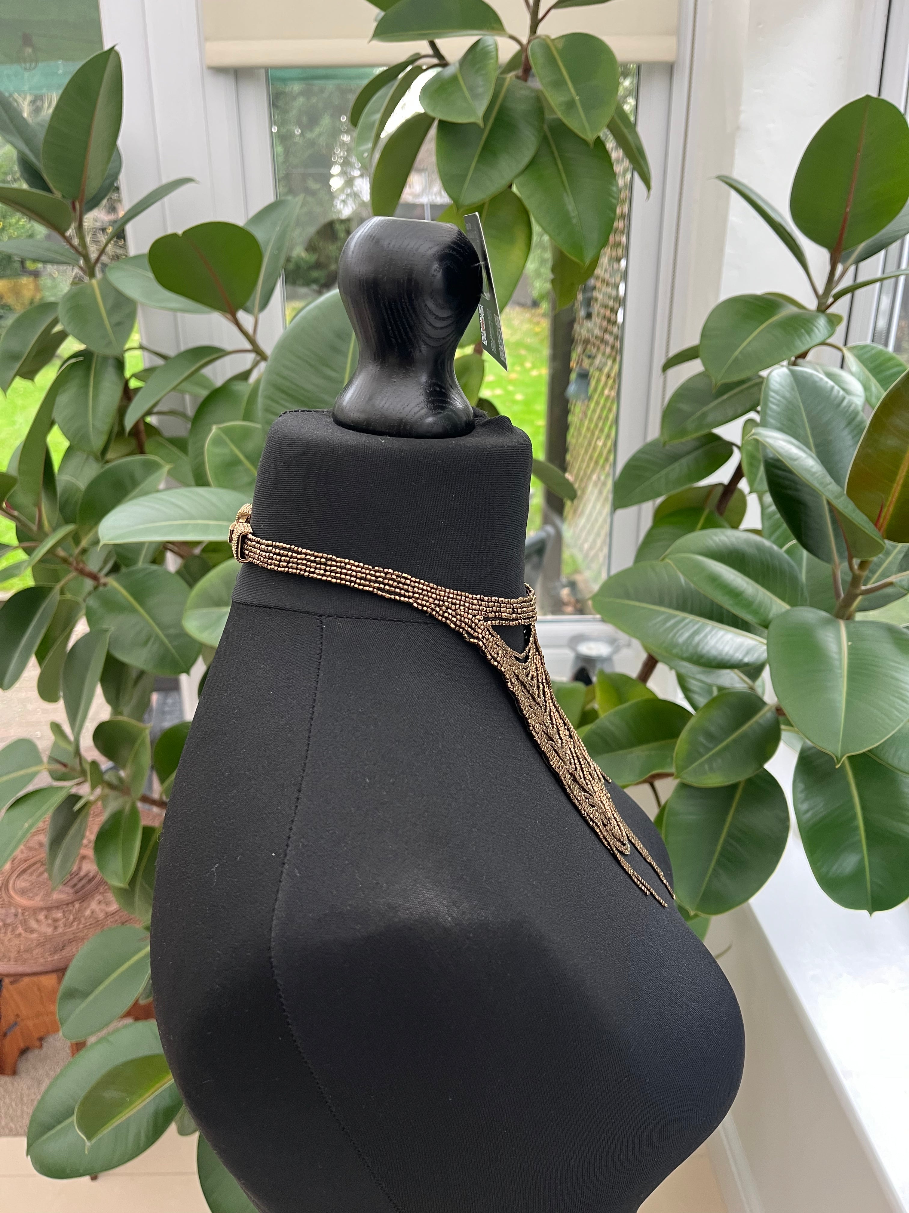 Christian Dior by John Galliano 1997 Masai Beads Crystals Bronze Bib Necklace