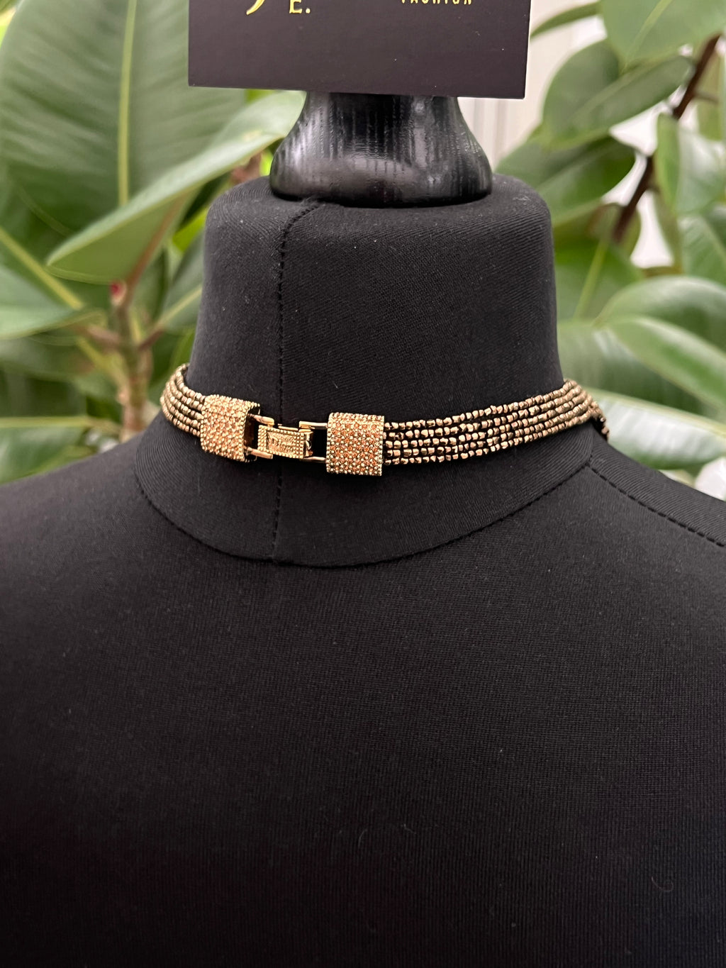 Christian Dior by John Galliano 1997 Masai Beads Crystals Bronze Bib Necklace