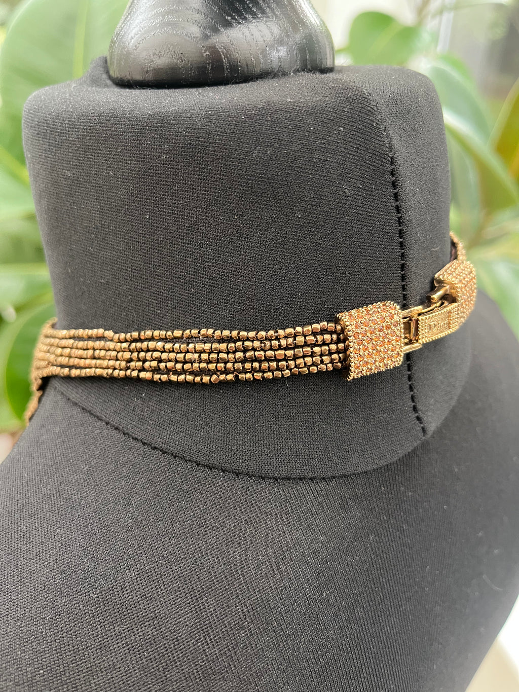 Christian Dior by John Galliano 1997 Masai Beads Crystals Bronze Bib Necklace