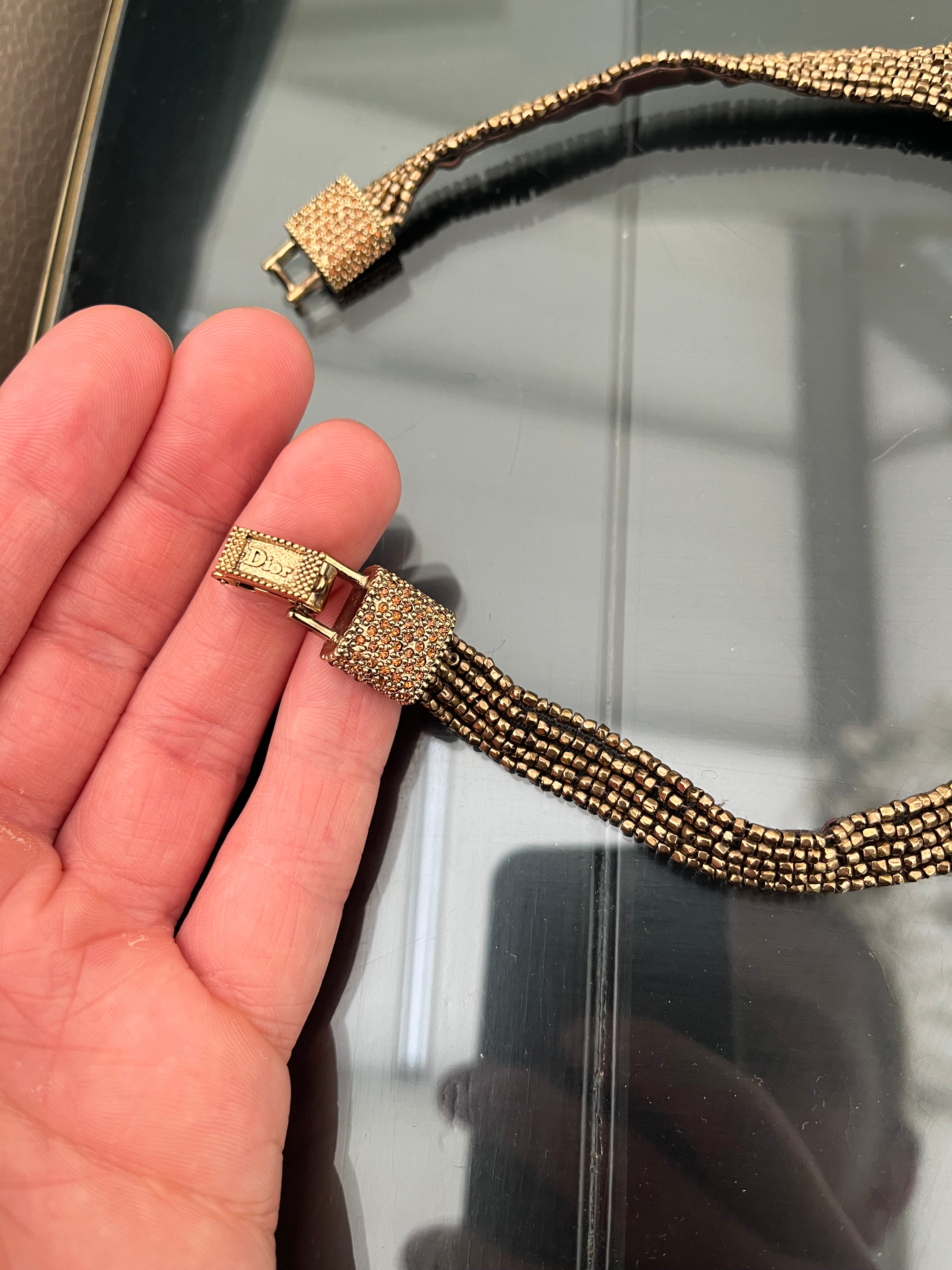 Christian Dior by John Galliano 1997 Masai Beads Crystals Bronze Bib Necklace